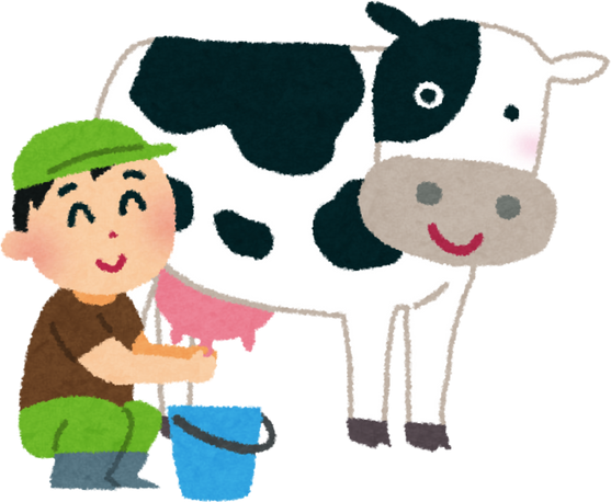 Illustration of a Man Milking a Cow